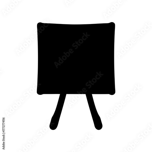 Simple black and white illustration of a stand or easel for art