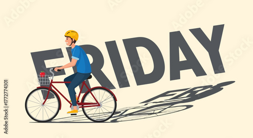 Enthusiastic cyclist celebrating friday with a joyful ride embodying the freedom and anticipation