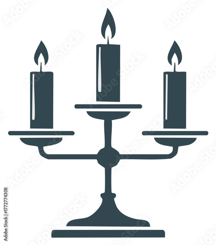 Candelabra with Three Lit Candles Illustration
