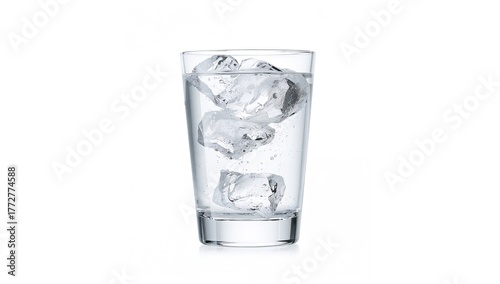 Glass filled with ice and w...