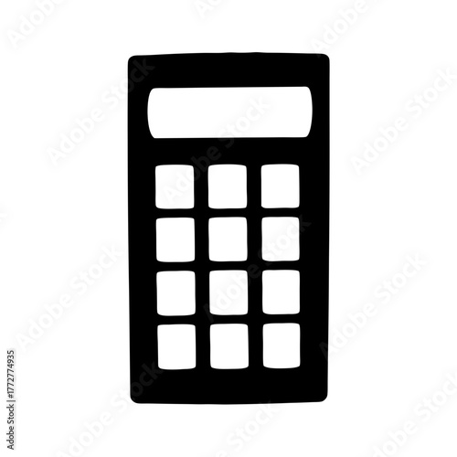 Simple black and white calculator icon for calculations and mathematics purposes