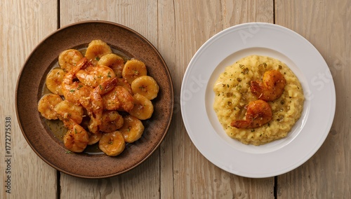 Butter-fried shrimp and ban...