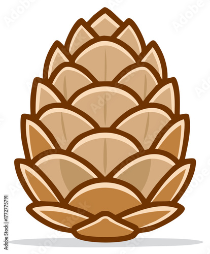 Stylized Brown Pinecone Illustration Representing Autumn Forest Nature and Winter Season Design Element