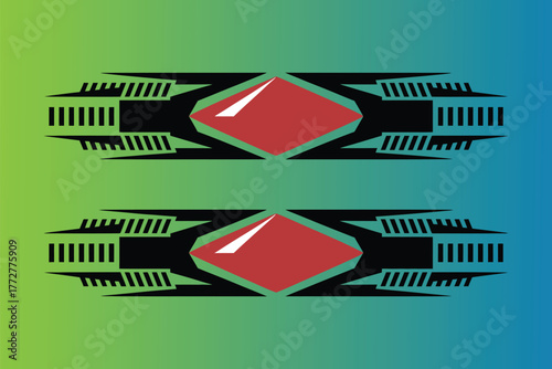 Racing stripes and custom car decal set for exterior modification, sleek sporty finish, tuning shop usage, muscle performance vibe and high speed themed customization