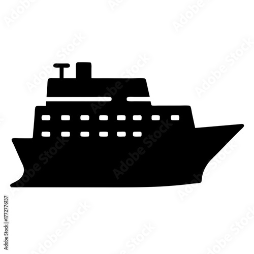 Silhouette of a large cruise ship sailing on the open ocean adventure