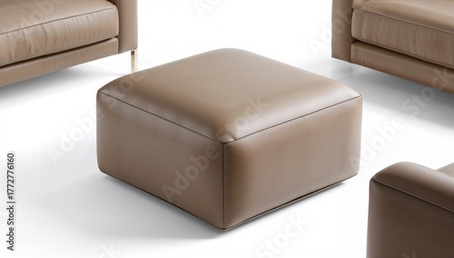 Plush leather footstool wit...