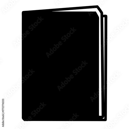 Silhouette Illustration of a Closed Book with Visible Pages and Black Cover