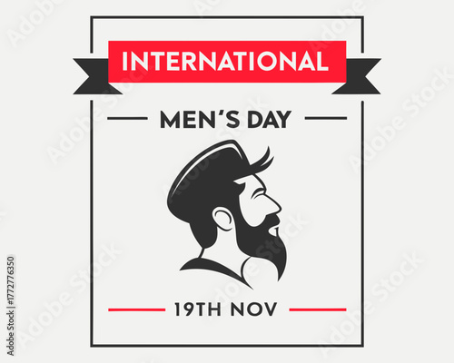 International Mens Day Celebration Poster with Bearded Man Silhouette and Date on November 19th poster