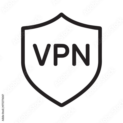 VPN Shield Icon, Secure Internet Privacy Protection Symbol for Virtual Private Network and Data Encryption.