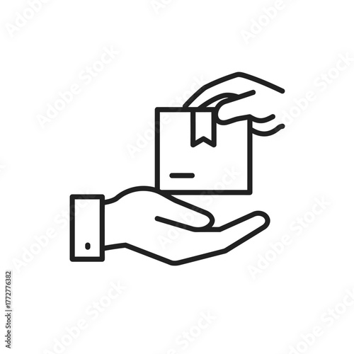 Hand receiving package delivery service concept illustration for business.