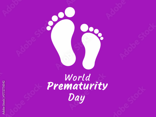 World Prematurity Day A Purple Background with Two White Baby Footprints and Bold White Text