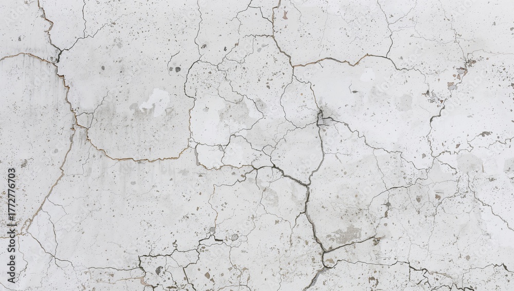 Fototapeta premium Aged White Concrete Surface Featuring Cracks as a Backdrop