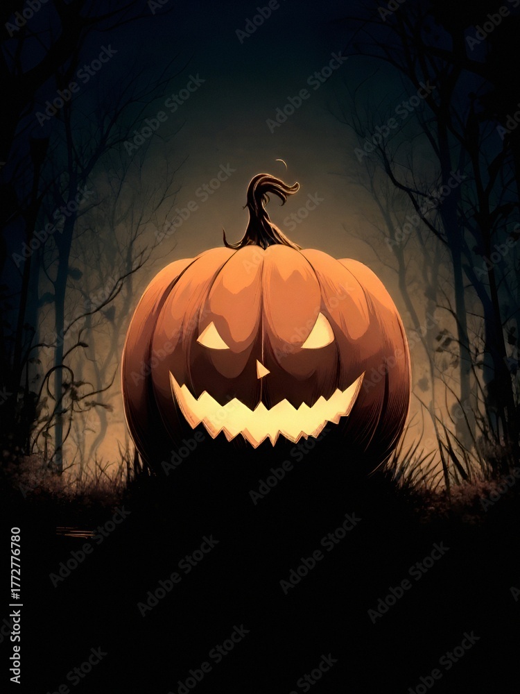 Fototapeta premium halloween pumpkin on a dark background