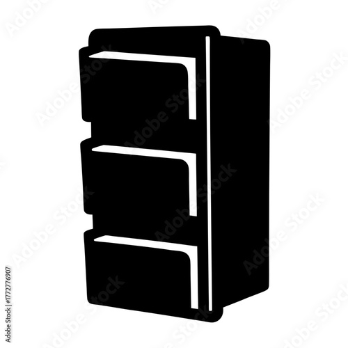 Black silhouette of file cabinet or storage drawer icon
