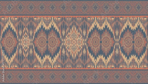 Seamless ikat pattern featu...