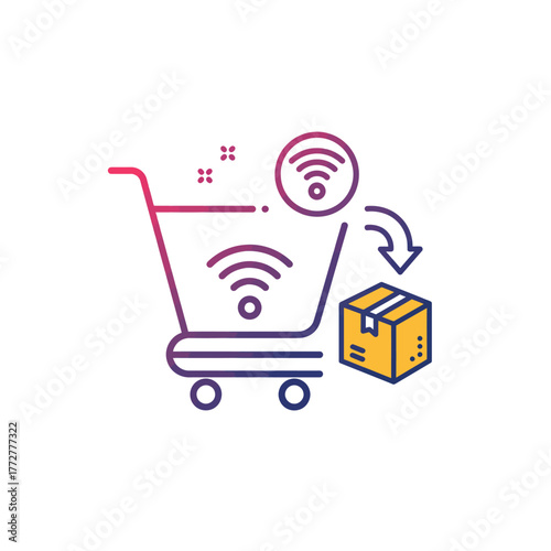 Slika na platnu Smart Shopping Cart with WiFi Connectivity and Package Return.