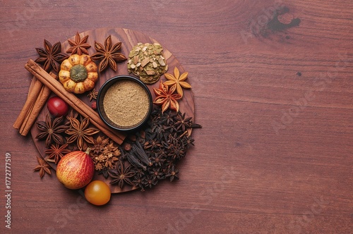 Festive spices and fruits f...