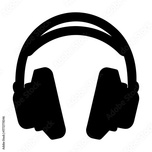 Silhouette of headphones used for listening to music or gaming experience
