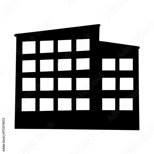 Photos Illustration of a simple black silhouette of a multistory building structure