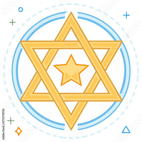 Golden Star of David Magen David a Jewish religious and cultural symbol icon