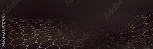 Abstract dark brown Geometrical Background Connection structure. Science background. onnecting dots and lines. Big data visualization and Business .Vector illustration. hexagon mesh.chemical industry