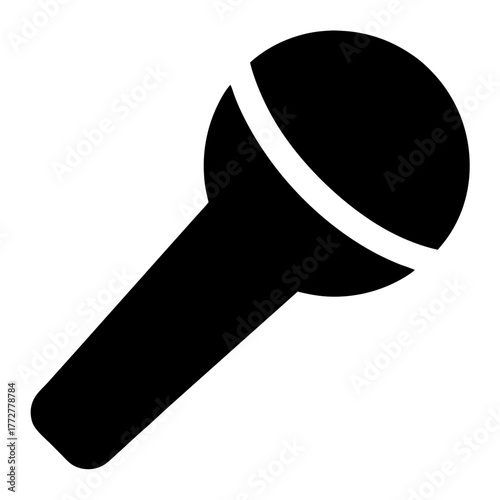 Black microphone icon representing speech, communication, singing, or broadcast media