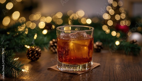 Festive warm beverage in a ...