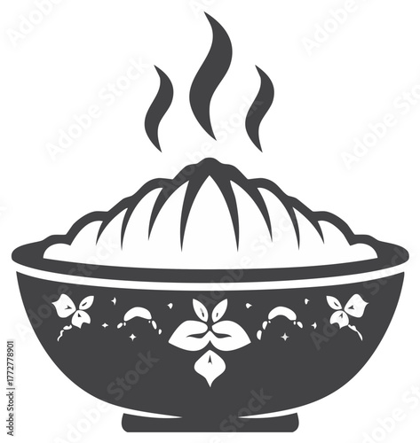 Freshly steamed dumplings or buns in a beautiful ornamental serving bowl