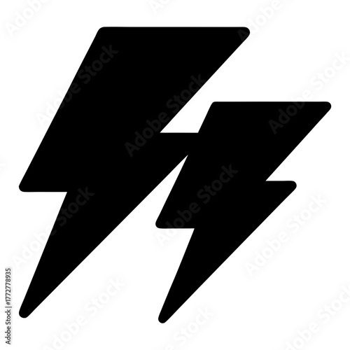 Stylized black lightning bolt duo conveying power, energy and speed concepts