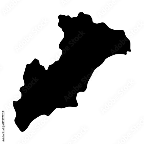 Black silhouette of a landmass or island shape on white background