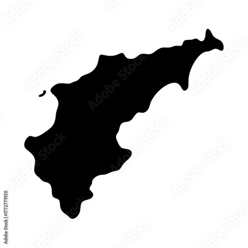 Detailed silhouette map of Dominica island nation in the Caribbean Sea