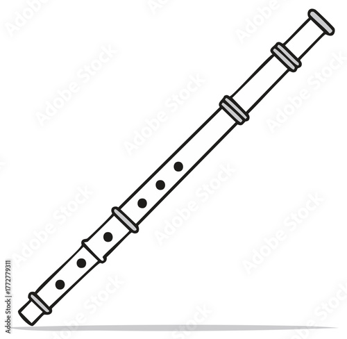Simple Outline Drawing of a Recorder Woodwind Instrument