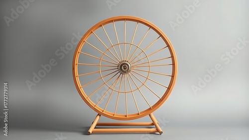 antecedence. Hamster wheel in endless rotation on a plain grey background. wildlife magazines, conservation campaigns, designed for nature documentaries and education, used by health educators.