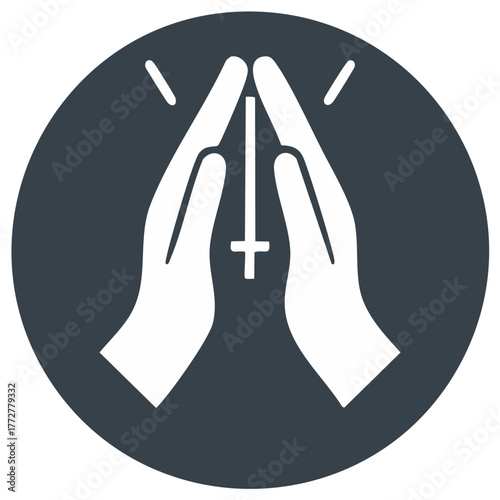 Praying Hands Icon Symbolizing Faith Hope and Spirituality in Religion and Beliefs Illustration
