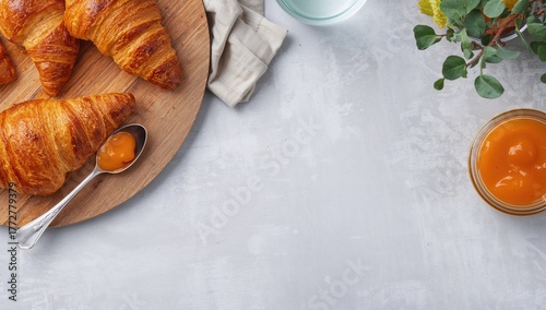 Freshly baked croissants on...