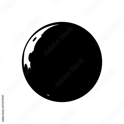 Mysterious black orb with asymmetrical reflection, hinting at an unknown world