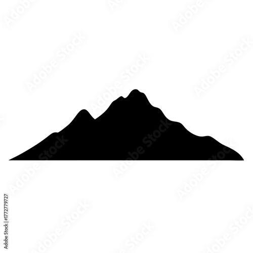 Black silhouette of mountain range against a white background landscape view