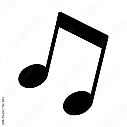 Black musical note on white background representing sound and rhythm