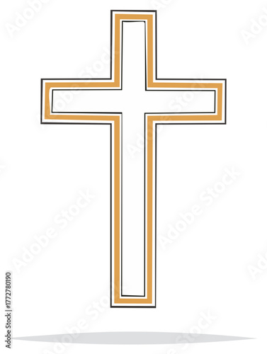 Stylized Christian Cross with Outline and Shadow