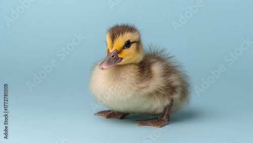 Adorable newborn duckling a...