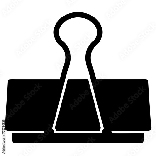 Bold black and white illustration of a binder clip holding papers tight