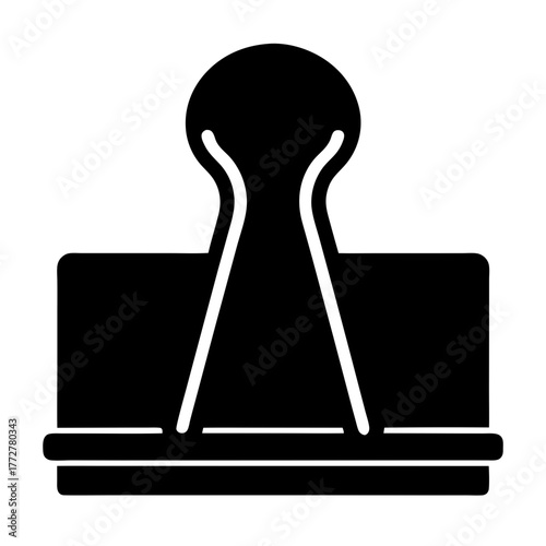 Simple Black and White Bulldog Clip or Binder Clip Illustration