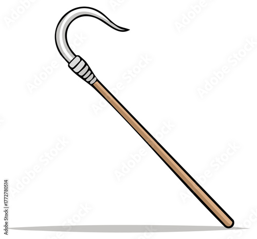 Cartoon illustration of an ancient shepherd's crook or hooked staff