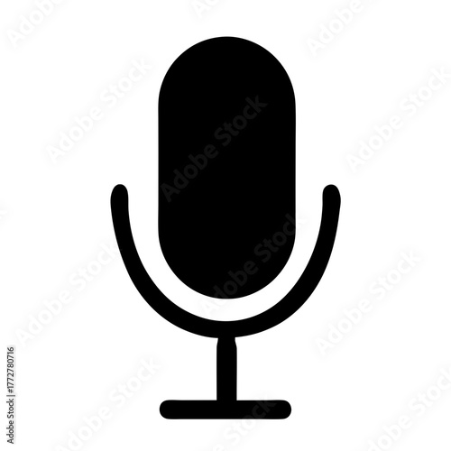 Simple black and white microphone icon for podcasting or recording services