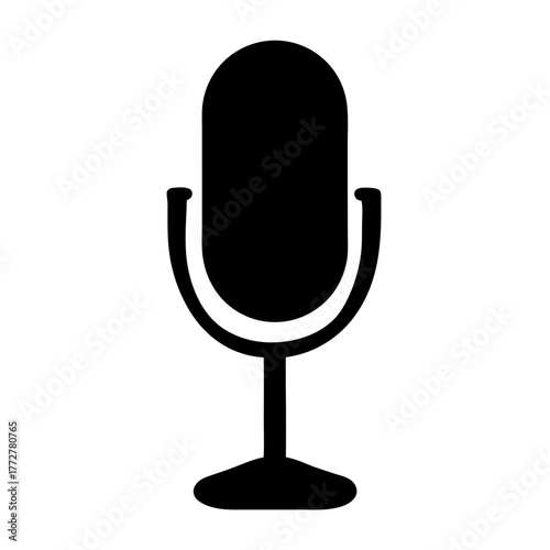 Simple black and white image of a classic microphone design icon