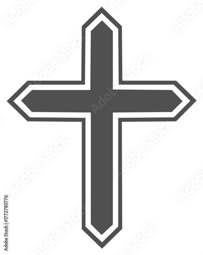 Gothic Style Christian Cross Religious Symbol Vector Icon
