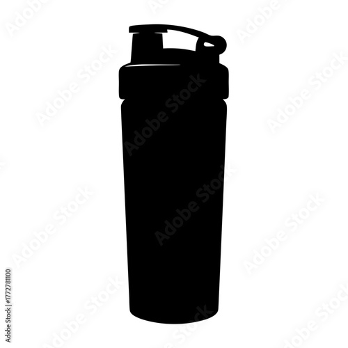 Black Protein Shaker Bottle Silhouette for Fitness and Healthy Lifestyles