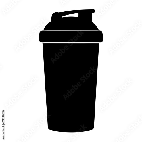 Wallpaper Mural Black silhouette of protein shaker or sports bottle icon, Simple black icon of a fitness shaker bottle with a flip lid, symbolizing workout drinks, protein shakes, or active lifestyle hydration.
 Torontodigital.ca
