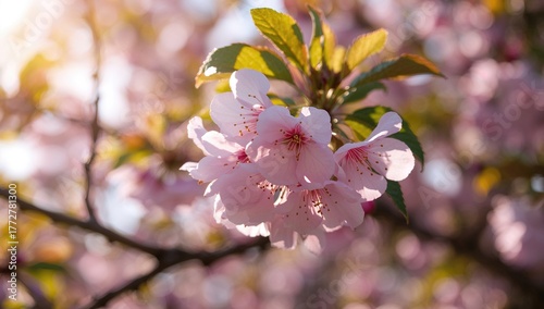 Blossoming cherry flowers d...