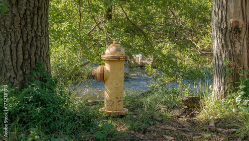 Image of a worn yellow fire...